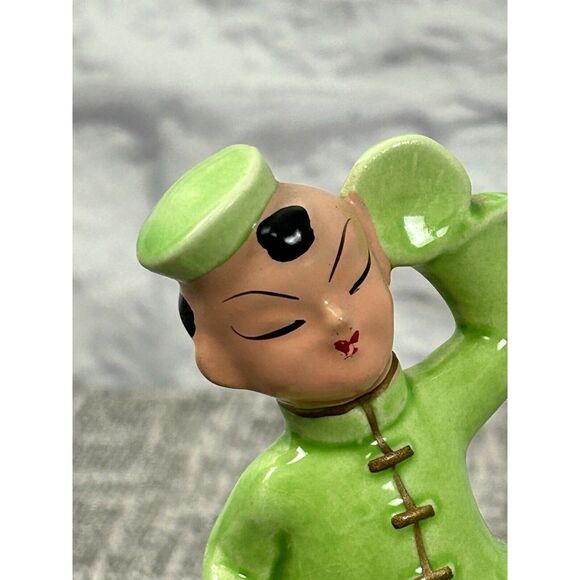 Vintage Asian Figurine‎ 1950s Mid Century Dancer Chartreuse Green 4.25" - Picture 5 of 8